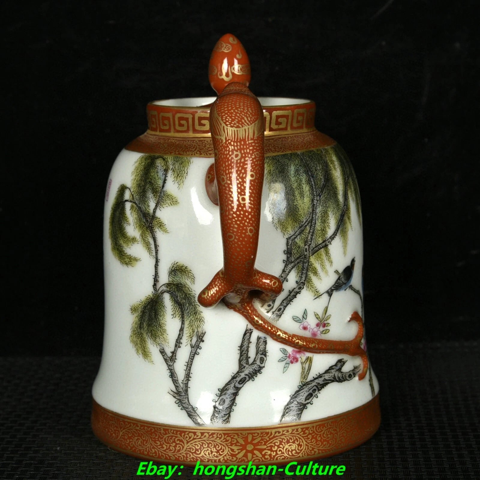 7'' Qianlong Dynasty Enamel Colour Porcelain Gilt Poem Words Wine Tea Pot Flagon