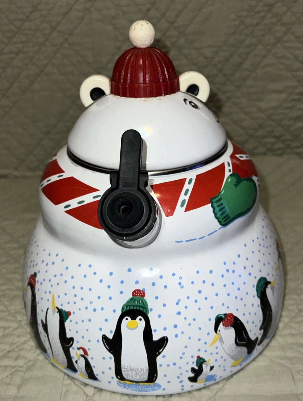 Polar Bear & Penguin 3 Qt Porcelain Enamel Roschko Teapot