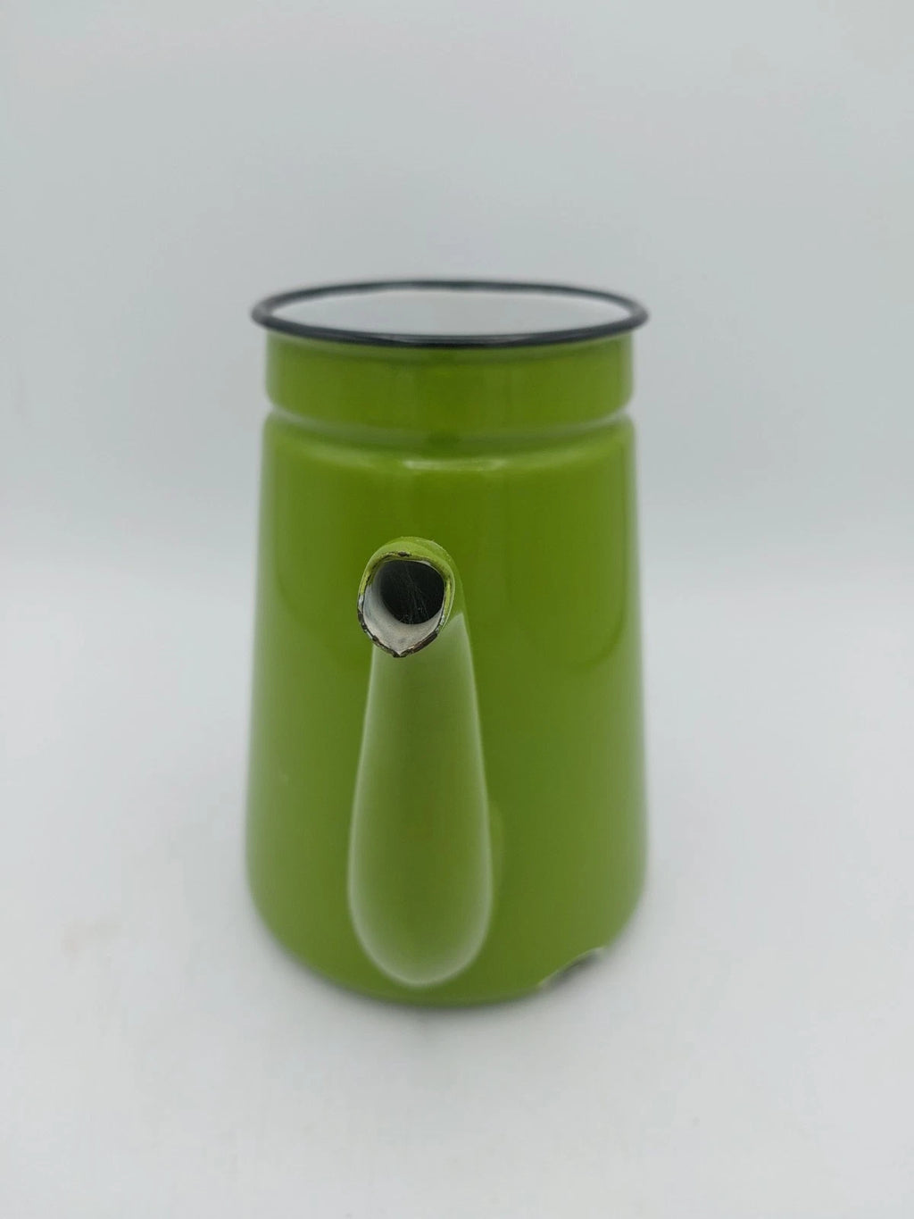 Vintage Mid Century Green Enamel Small Coffee pot with no lid