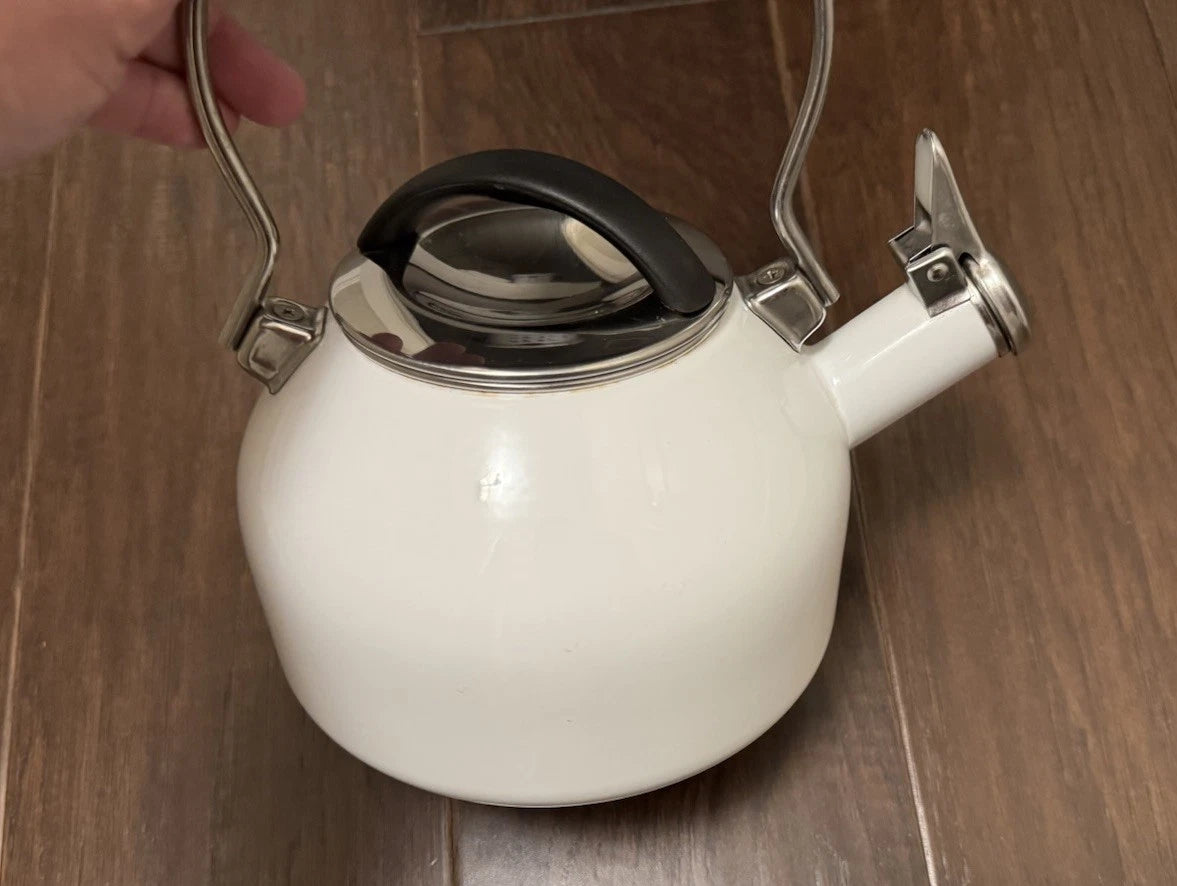 Chantal Landmark Whistling Tea Kettle Teapot White Enamel