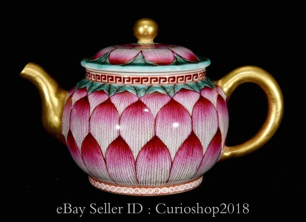 6.4" Qing Qianlong Marked Enamel Colour Porcelain Lotus Wine Tea Pot Flagon