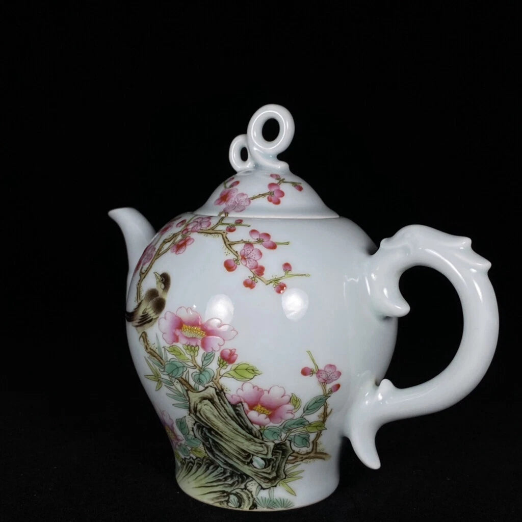 Chinese Enamel Colour Porcelain HandPainted Exquisite Flower&Bird Teapot 24729