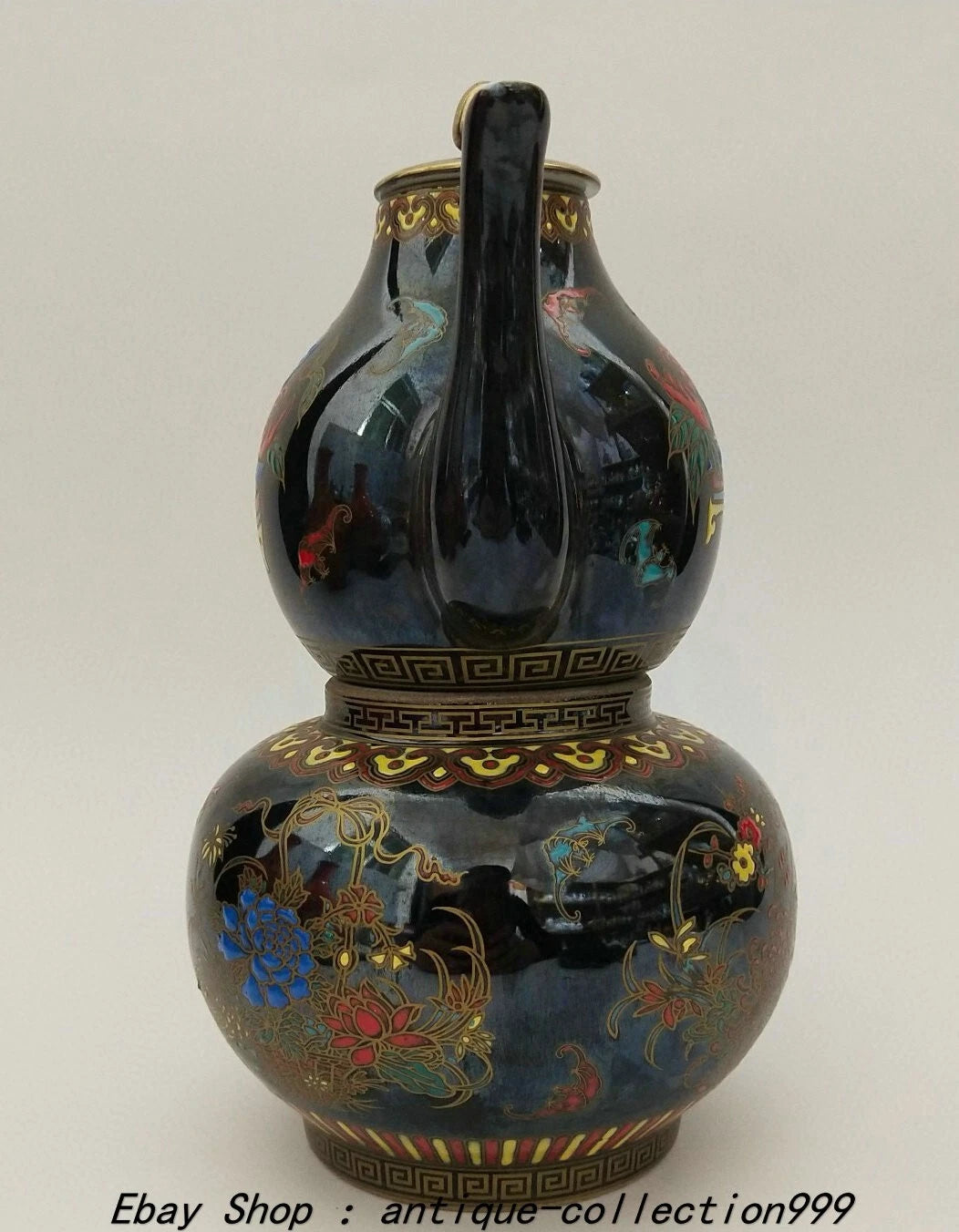 8.6" Qianlong Dynasty Enamel Colour Porcelain Gilt Flower Wine Tea Pot Flagon
