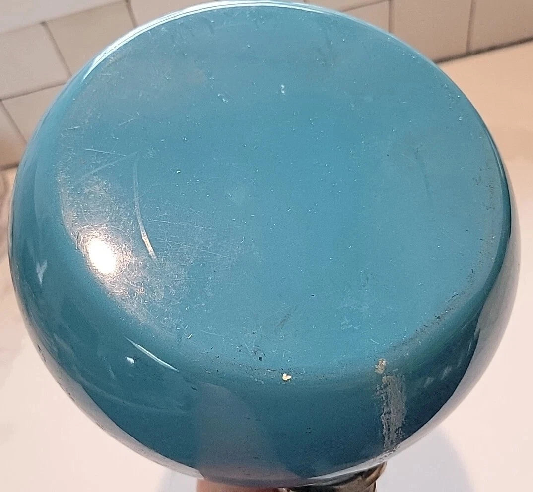 VTG Chantal Aquamarine Blue Turquoise Enamel on Steel Whistling Tea Pot Kettle