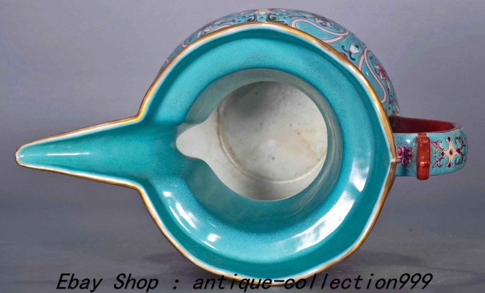 9.4" Yongzheng Enamel Colour Porcelain Gilt Lotus Flower Wine Tea Pot Flagon