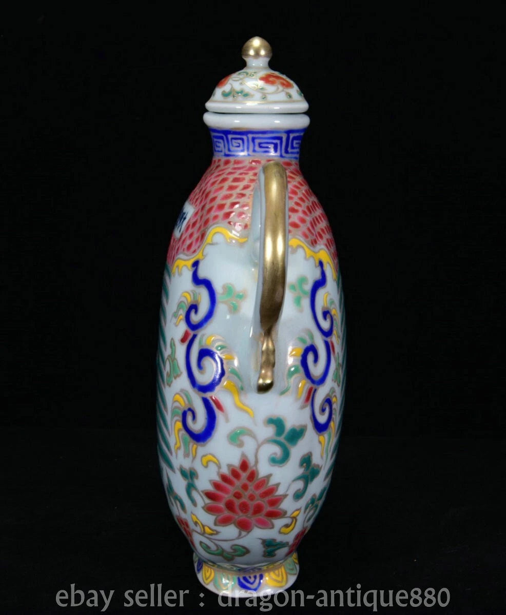 8.8" Old China Dynasty Colour Enamel porcelain Fengshui Phoenix Teapot Pot