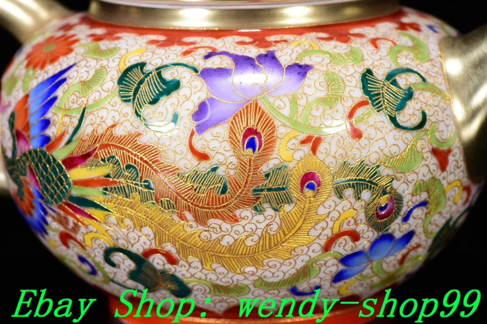 6" YongZheng Colour Enamel Porcelain Gilt Dragon Phoenix Wine Tea Pot Flagon