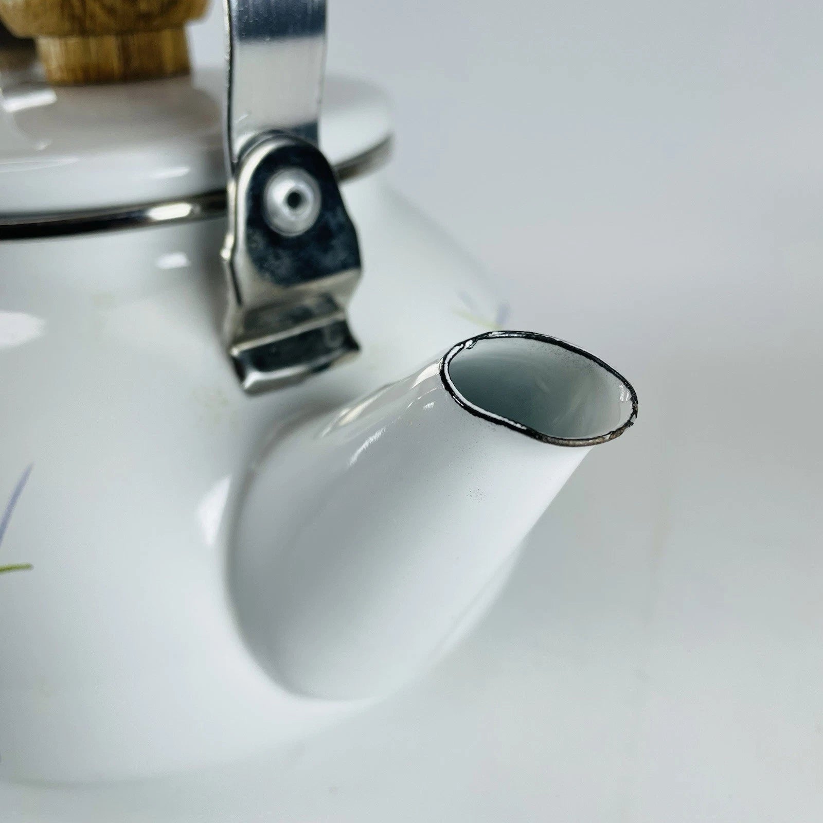 VTG Lincoware Corelle Coordinates SHADOW IRIS Tea Kettle Pot Enamel Over Metal