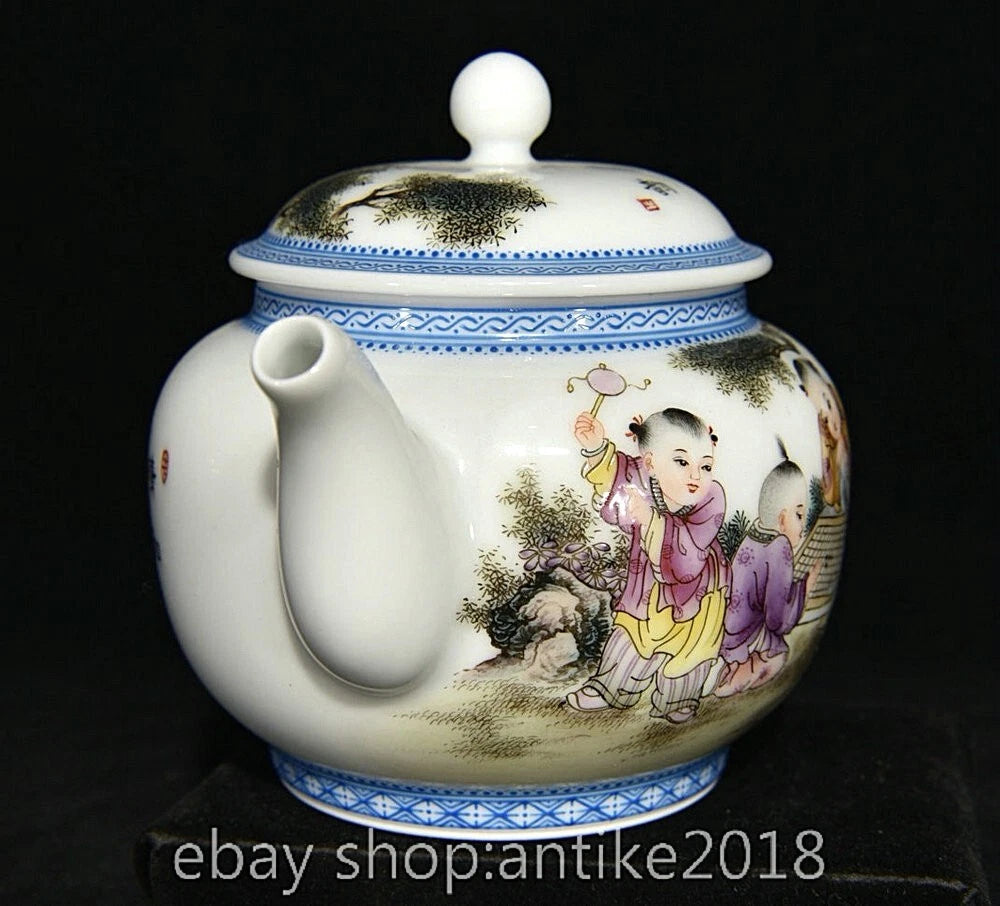 5.6" Old Chinese Yongzheng Enamel Porcelain Dynasty Child Play Tea Pot Kettle