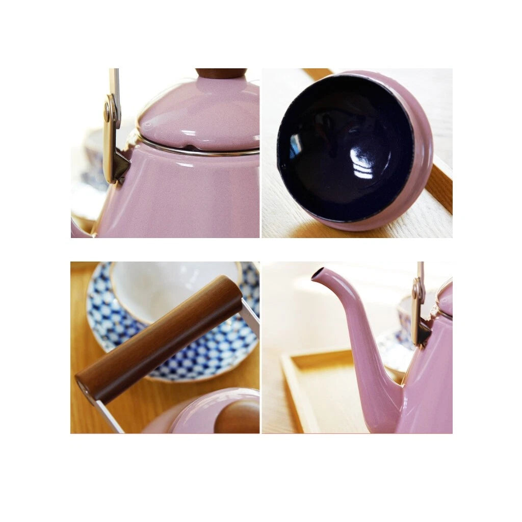 Kocaco Enamel on Steel Drip Tea Kettle Teapot Induction 1.7L/1.79 Quart,Purple