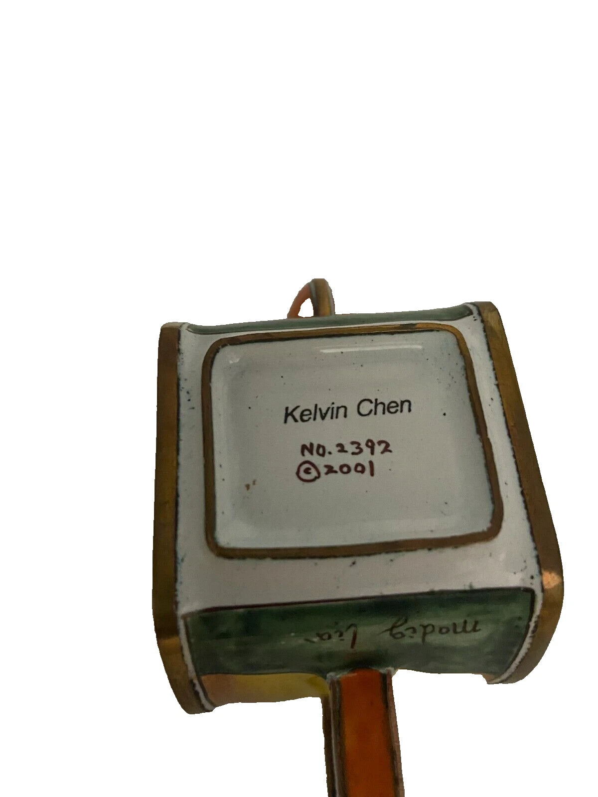 Enamel Lady with Hat Small Tea Pot by Kelvin Chen Signed