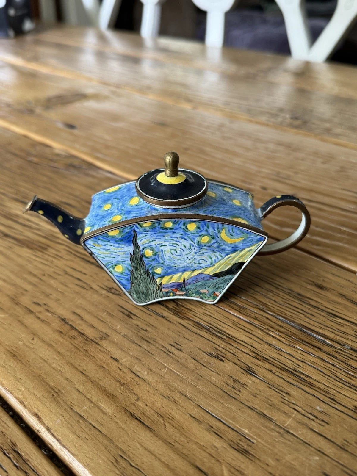 Kelvin Chen Enamel Miniature Teapot Pot Collection, Starry Night 2001 - Numbered