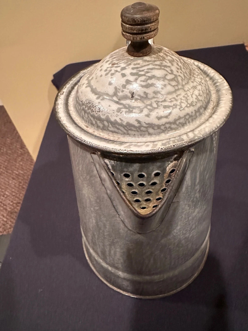 Vintage Gray Agateware Cowboy/Camping Teapot