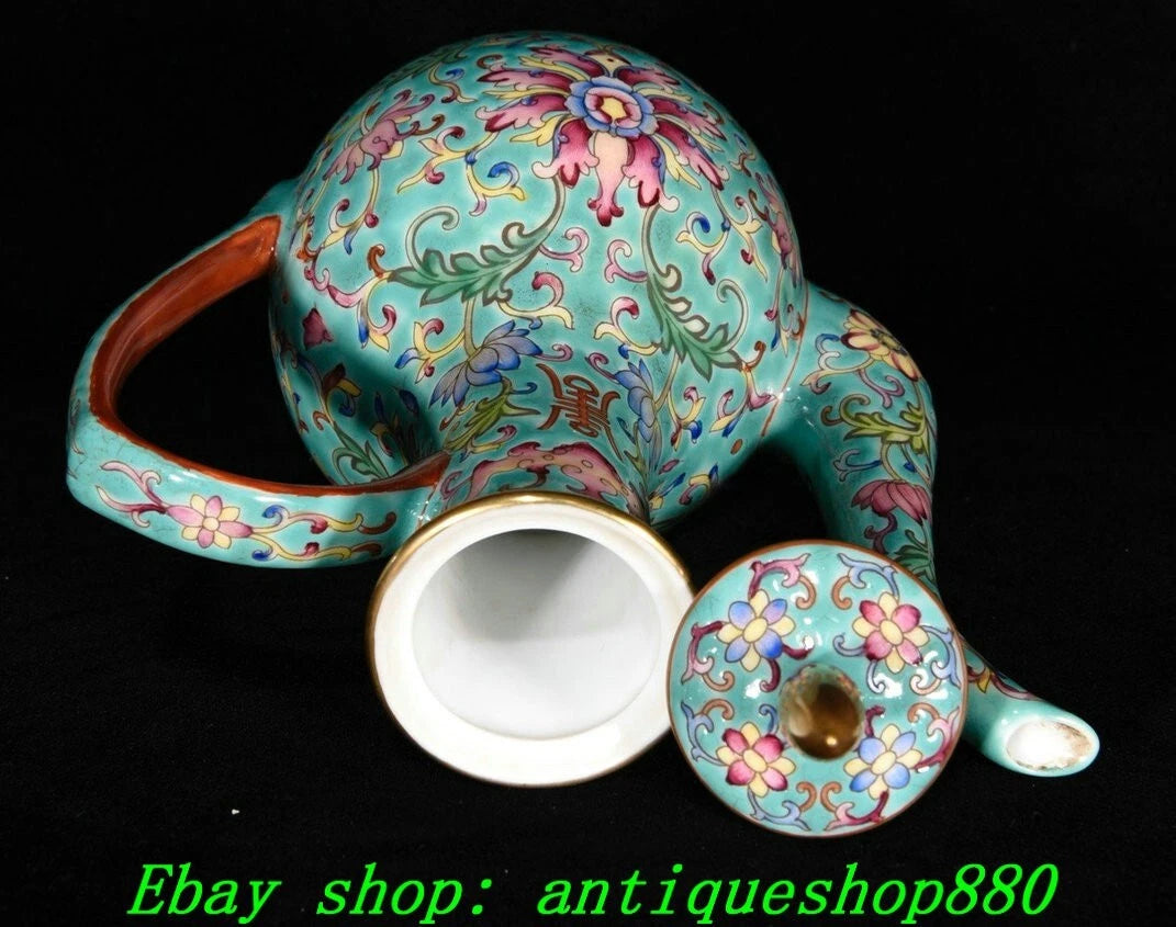 7.8''Qing Yongzheng Marked Enamel Colour Porcelain Flower Tea Pot Cup Mug Set