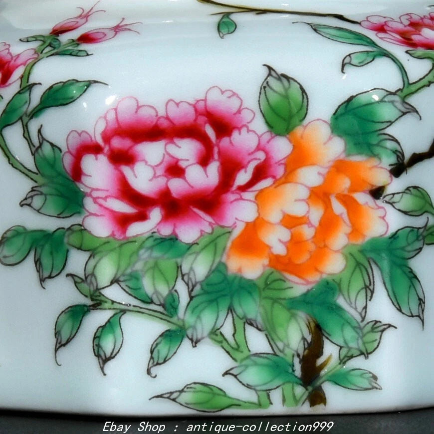 7"Yongzheng Enamel Colour Porcelain Flower Bird Word Pattern Wine Tea Pot Flagon