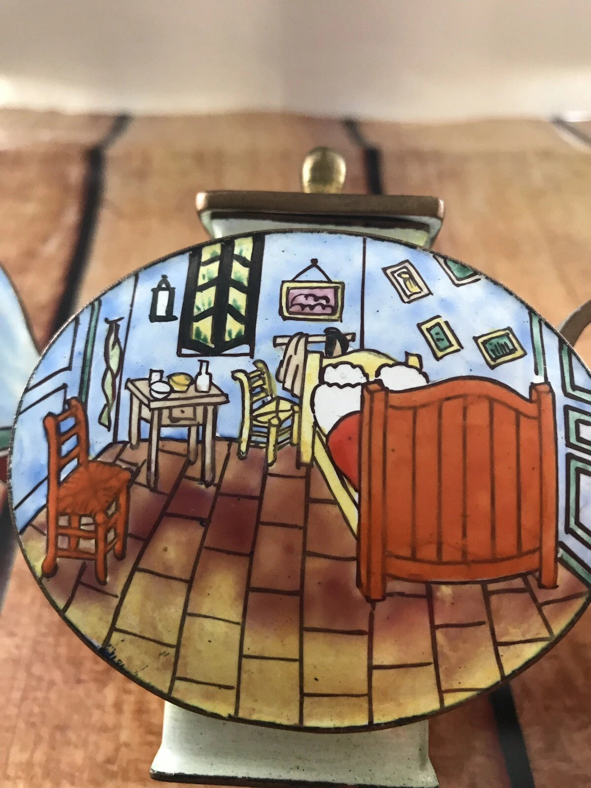 Vintage miniature enamel teapot Bedroom Vincent Porcelain