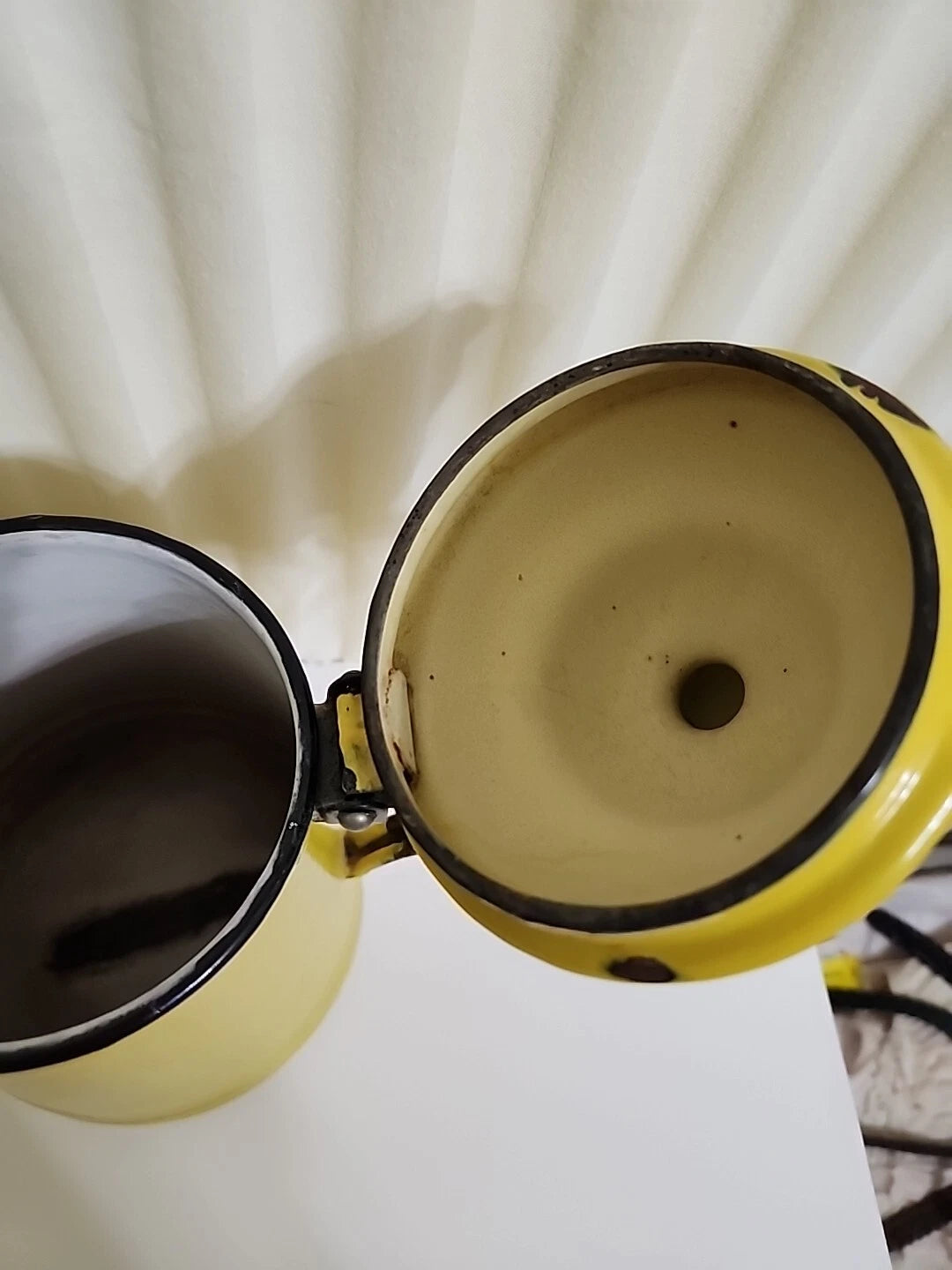 Vintage Yellow Enamel Teapot