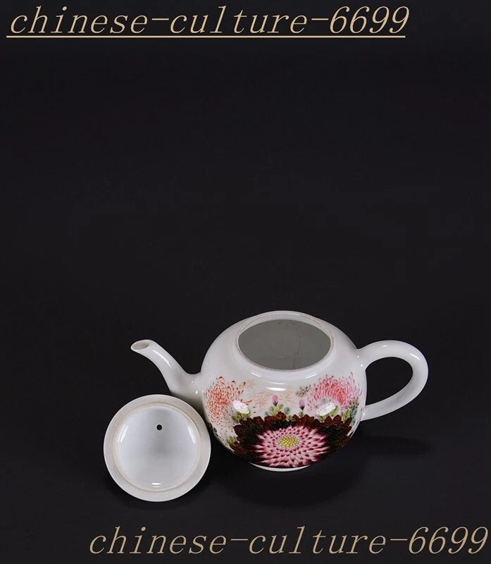 5.6" Old Chinese Dynasty enamel porcelain Luck flowers Wine Tea Pot Flagon