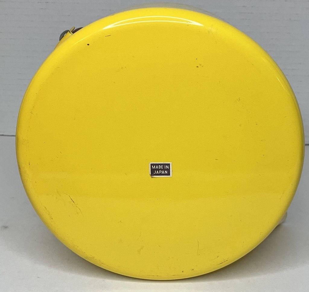 Vintage 1970’s Sunny Yellow Enamelware Tea Kettle With Wood Handle And Knob