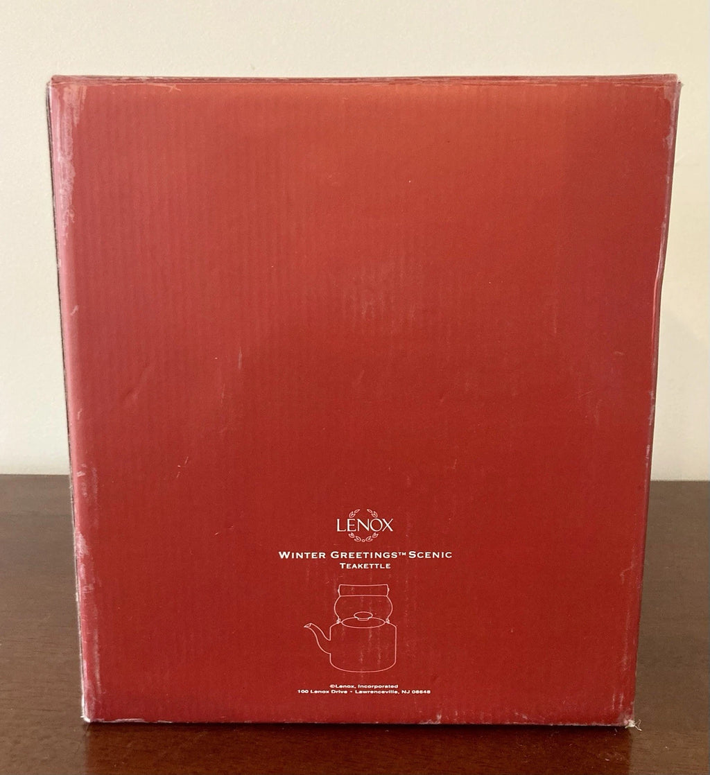 Lenox Winter Greetings Scenic Tea Kettle Enamel Cardinals NEW IN BOX!