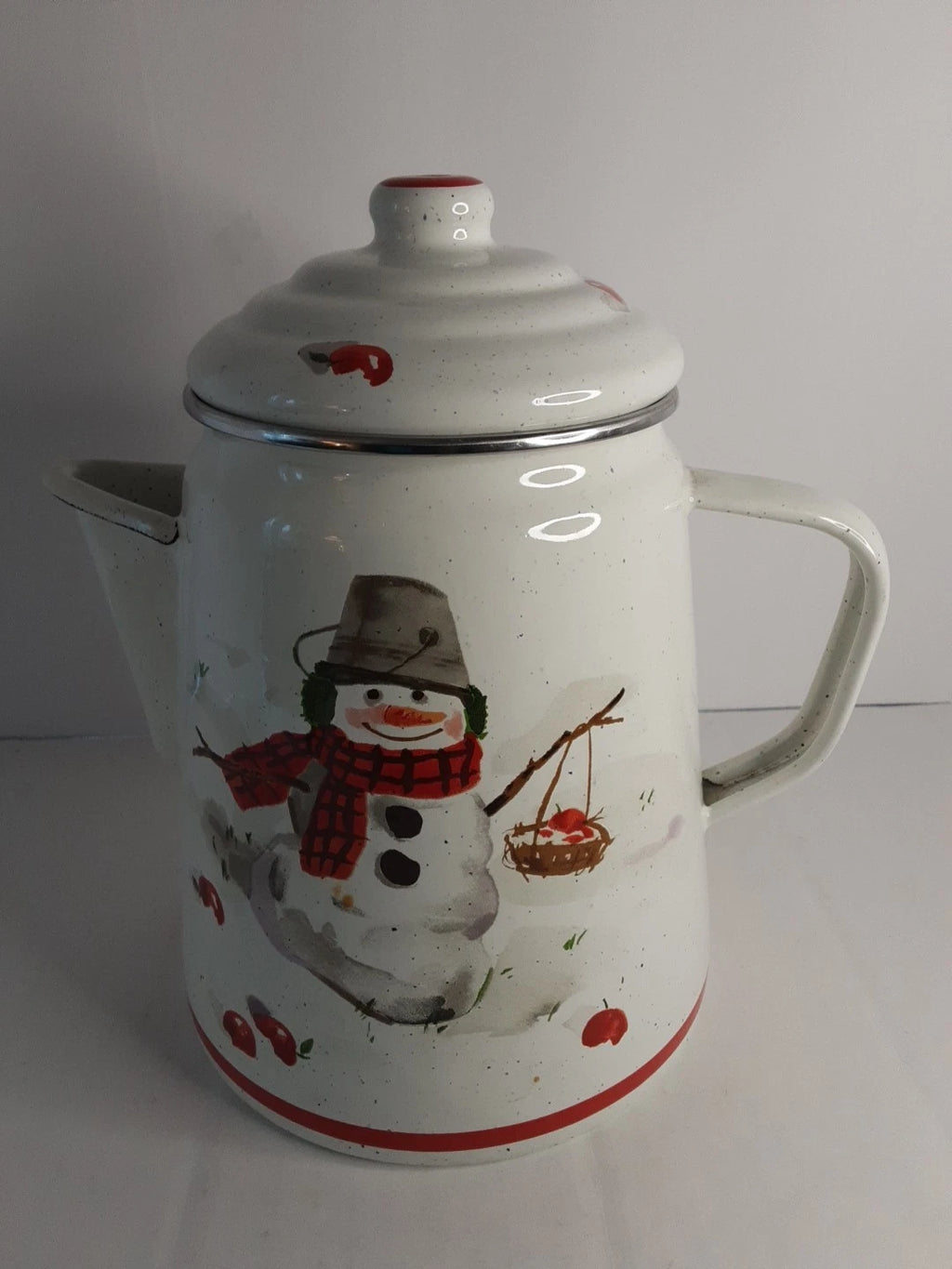 Enamelware Coffee Cocoa tea Pot Mitford Jan Karon Hallmark 8.5 " Tall  Holidays