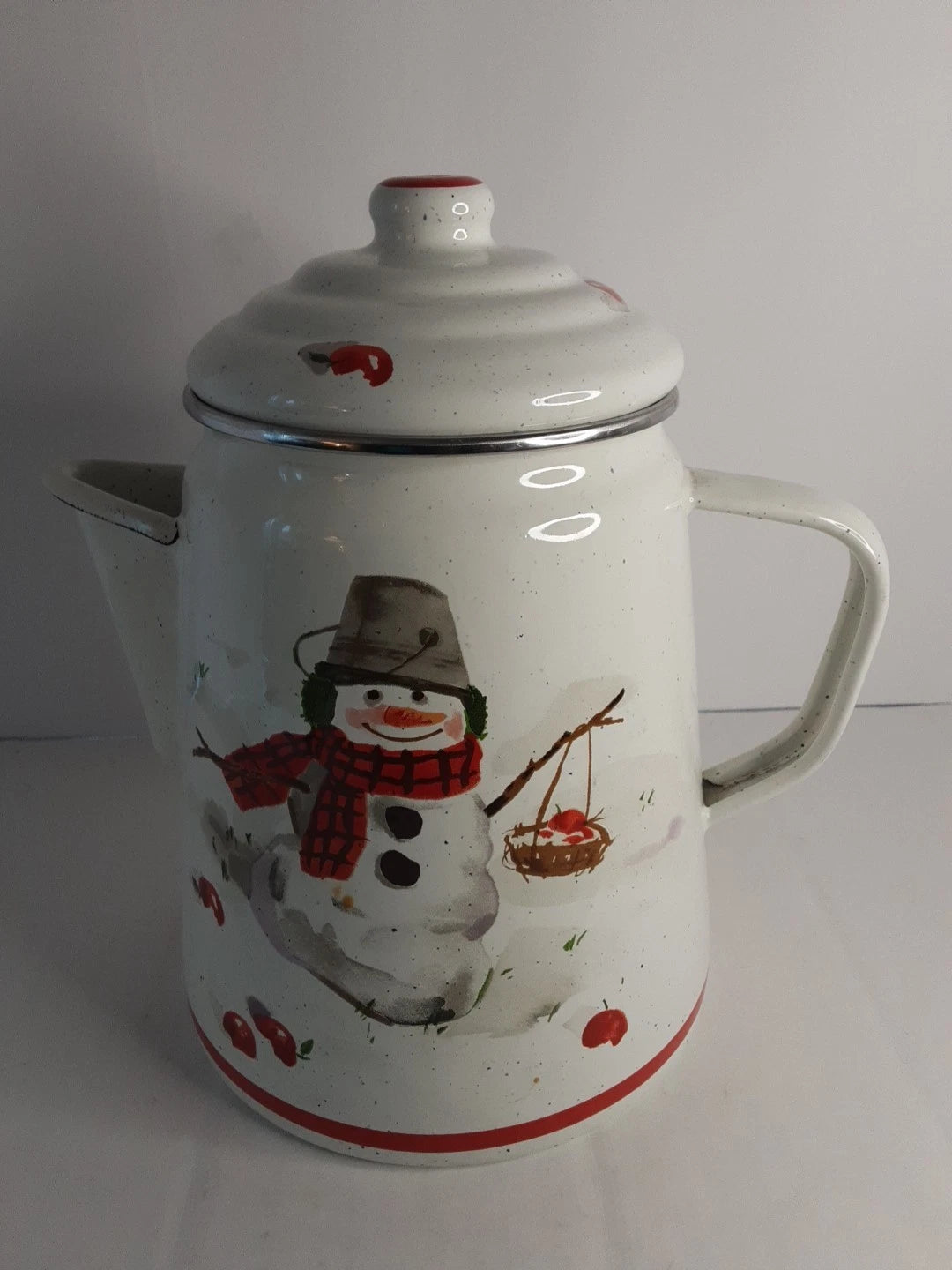 Enamelware Coffee Cocoa tea Pot Mitford Jan Karon Hallmark 8.5 " Tall  Holidays