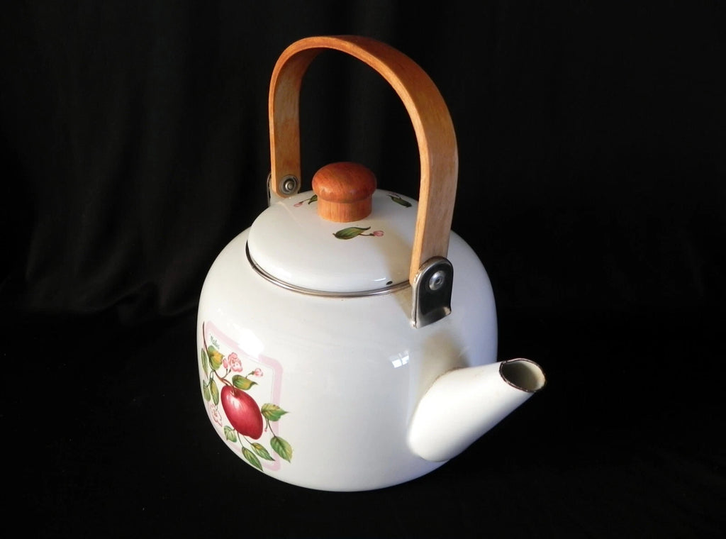 Vintage HIMARK Kitchen Concepts MALUS APPLES Enameled Tea Kettle Pot