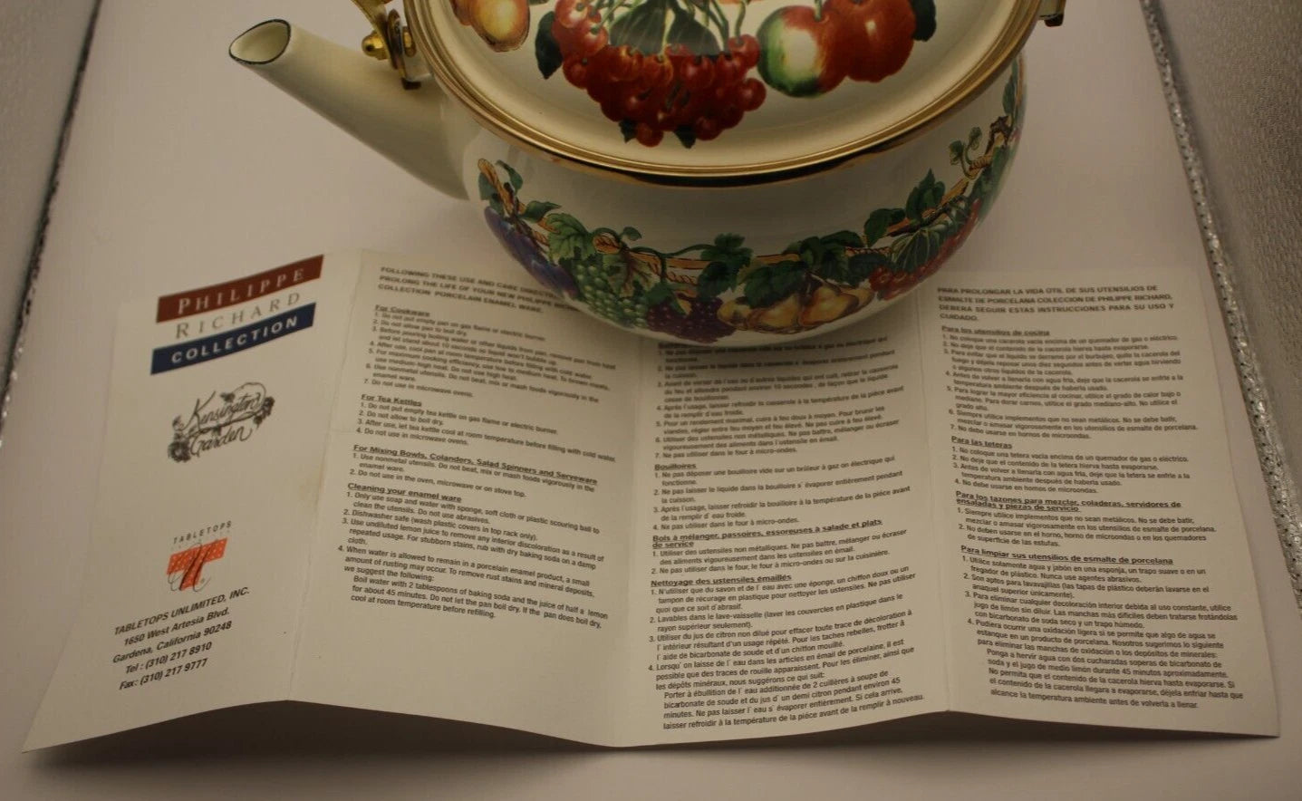 Tabletops Unlimited Phillippe Richard Kensington Garden Induction Teapot Kettle