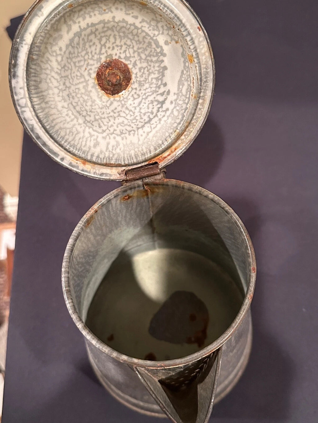 Vintage Gray Agateware Cowboy/Camping Teapot