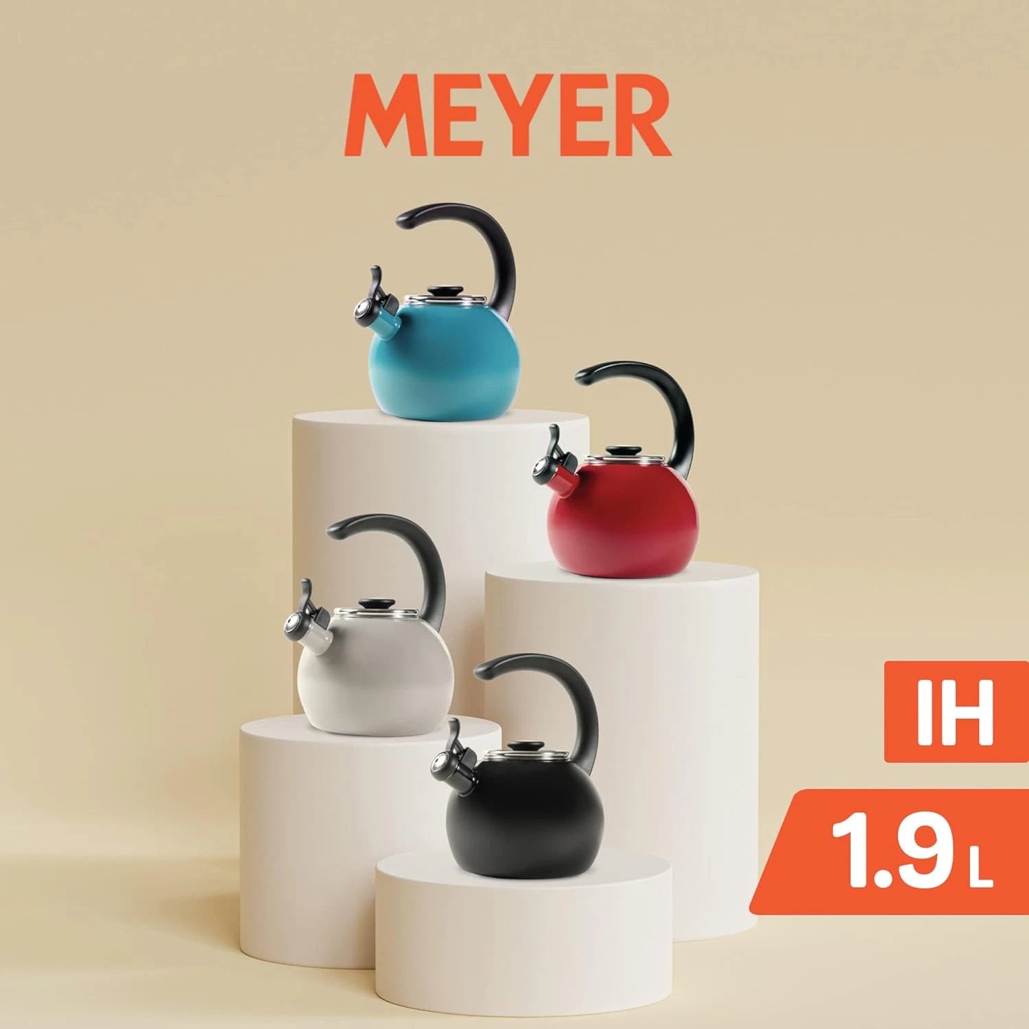 Enamel on Steel Whistling Teakettle/Teapot with Flip-Up Spout, 2 Quart - Gray