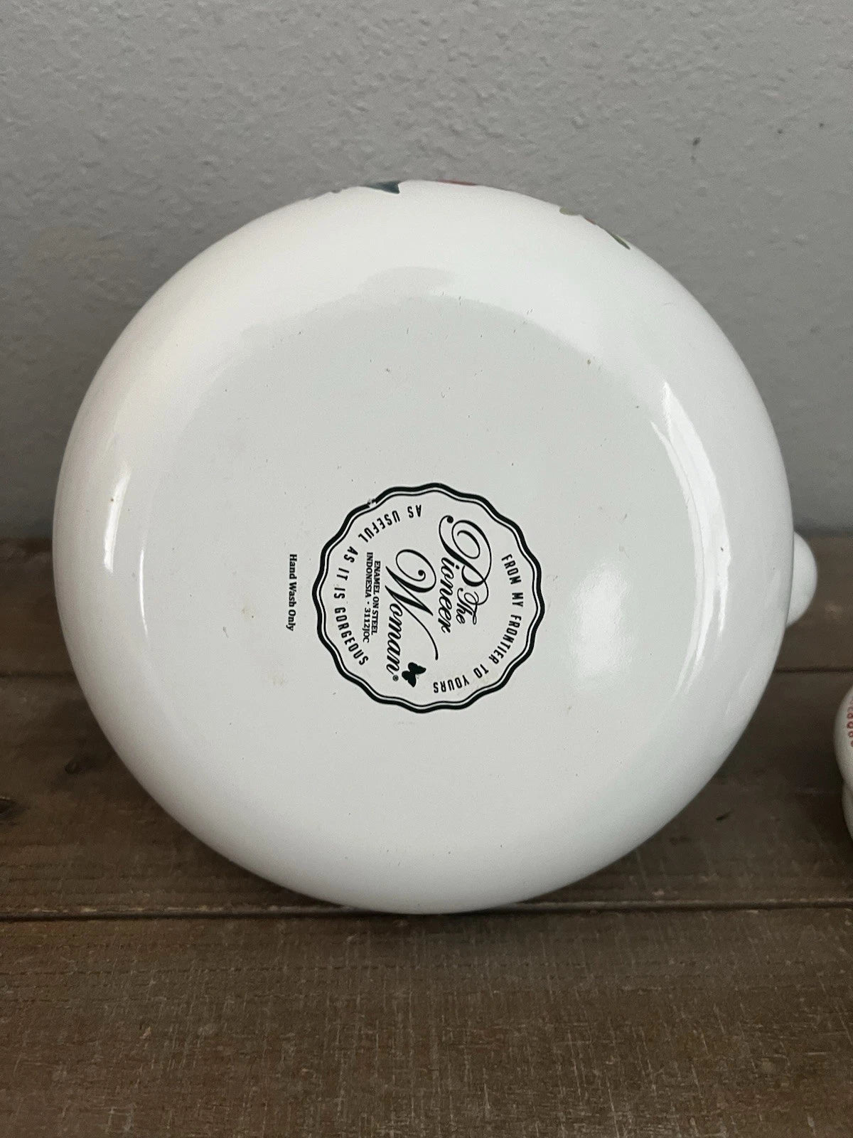 Pioneer Woman Floral Enamel Teapot Tea Kettle In White Cheerful Rose