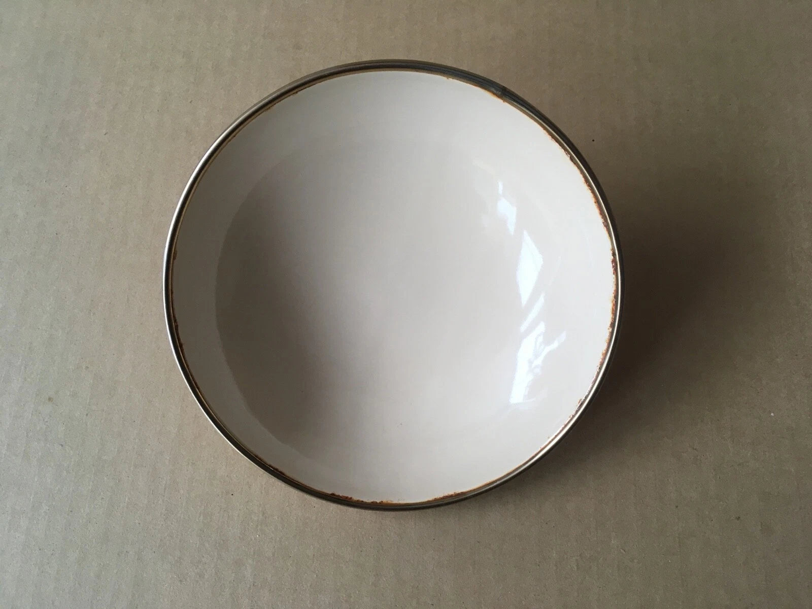 Vintage Enamelware Teapot w/Dutch Farm Scene & Wooden Handle, 9" Ht, 7 1/8" Diam