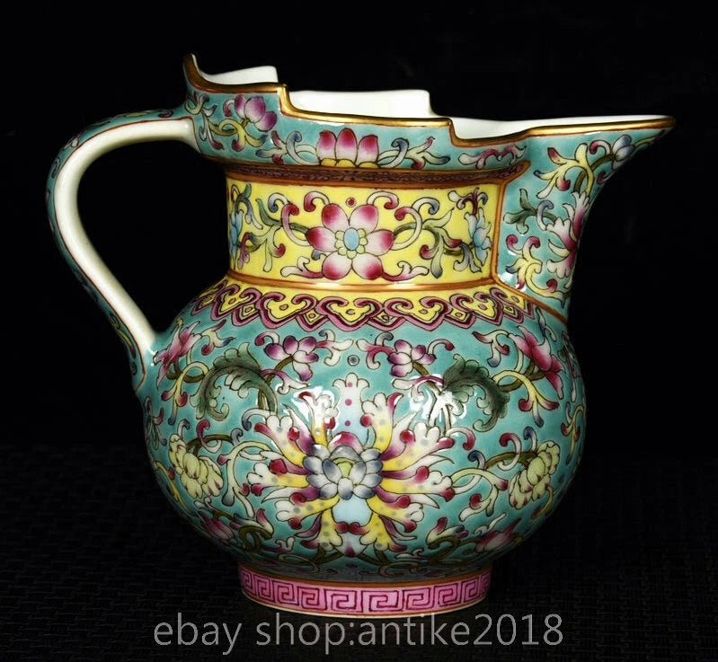 4.8" Old Chinese Yongzheng Marked Colour Enamel Porcelain Flower Mock Teapot Pot