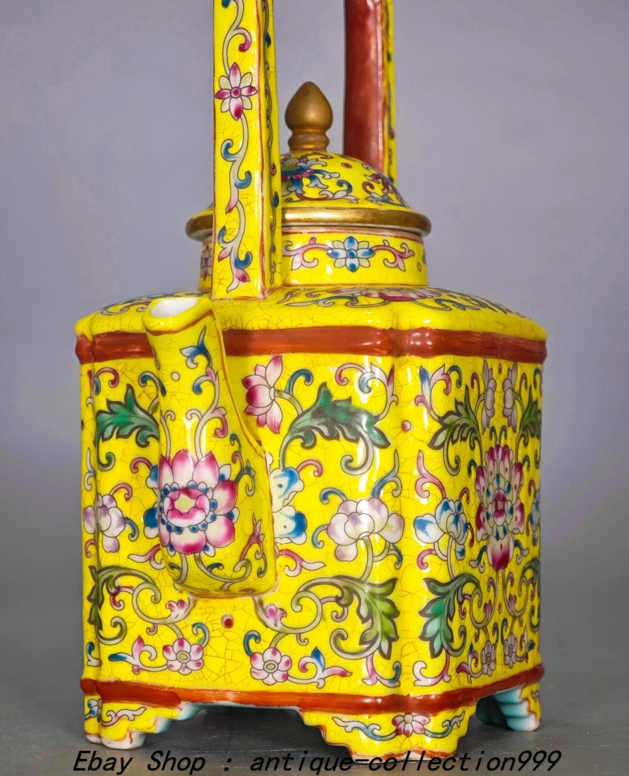 7.2" Yongzheng Enamel Colour Porcelain Gilt Flower Pattern Wine Tea Pot Flagon