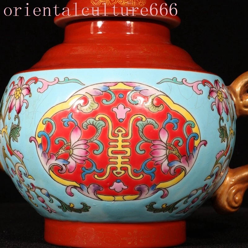 China Dynasty cloisonne enamel porcelain gilt flowers Pattern Tea makers Tea Pot