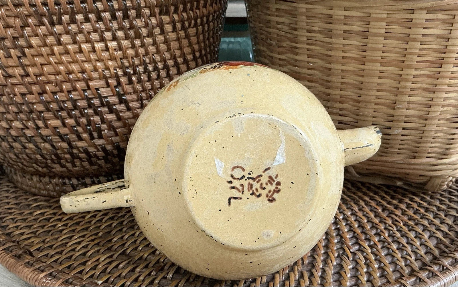 Vintage Enameled Teapot Metal From Yugoslavia