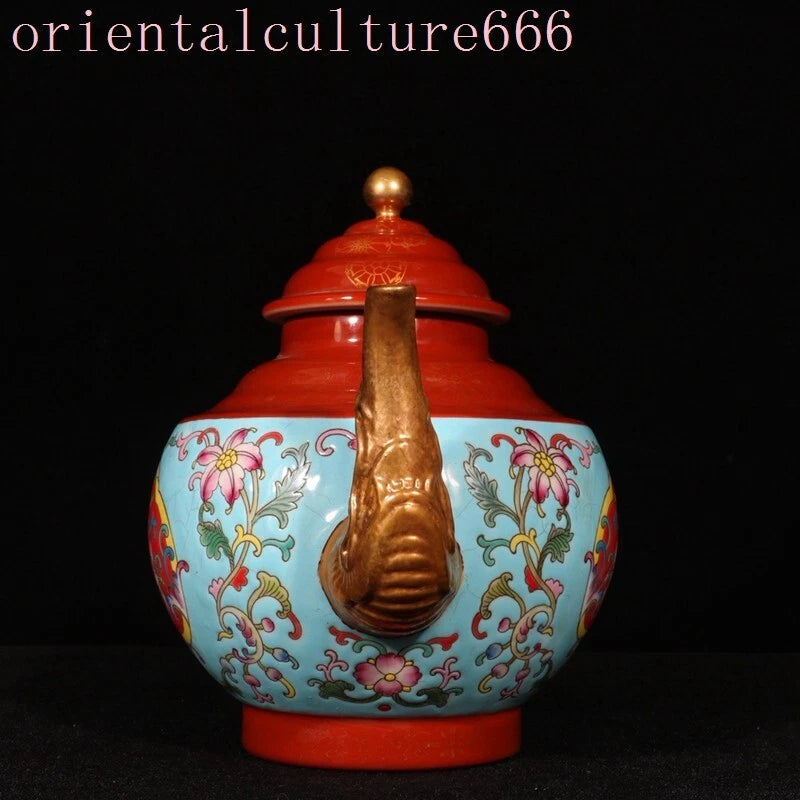 China Dynasty cloisonne enamel porcelain gilt flowers Pattern Tea makers Tea Pot