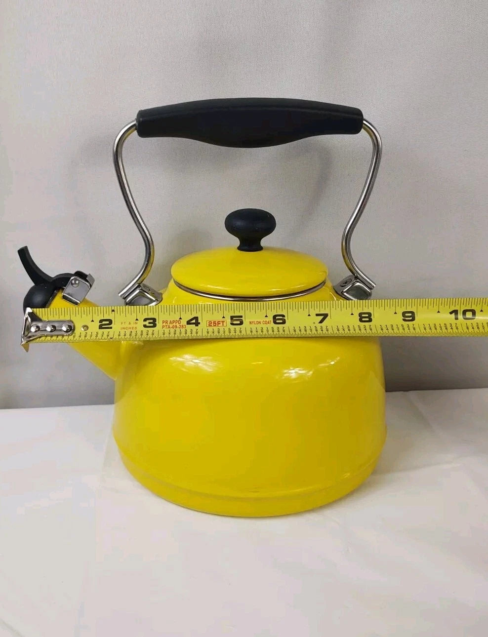 Chantal Yellow Enamel With Stainless Steel Whistling Tea Kettle Teapot Kitchen