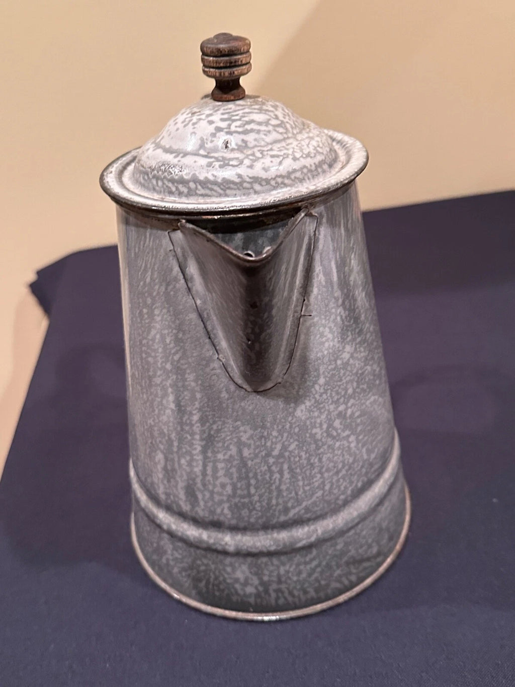 Vintage Gray Agateware Cowboy/Camping Teapot