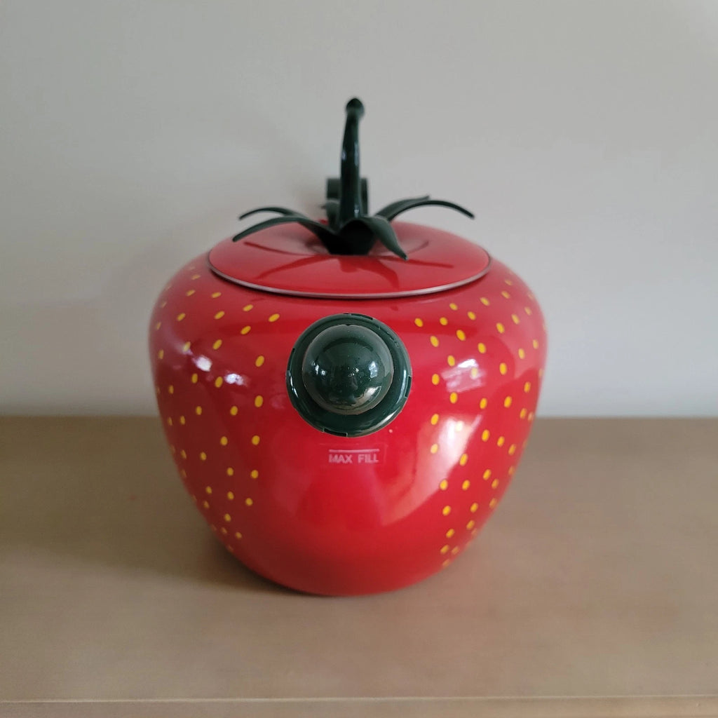 VTG Copco Whistling Teapot/Kettle Strawberry Kitchen Enamelware Metal Kitschy