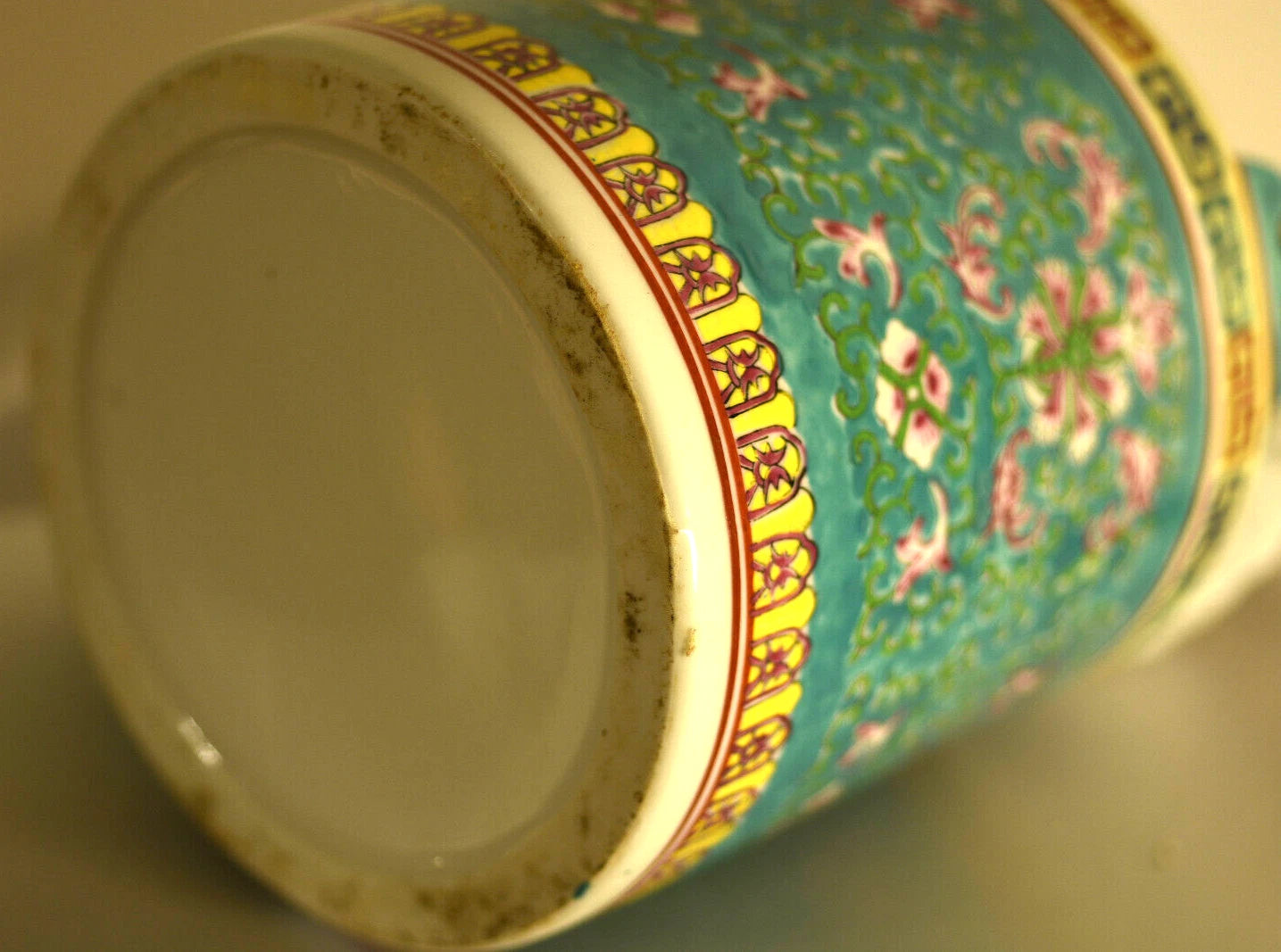 Antique Porcelain Teaset: Famille Rose Lotus: Enameled : Teal : China : 1975