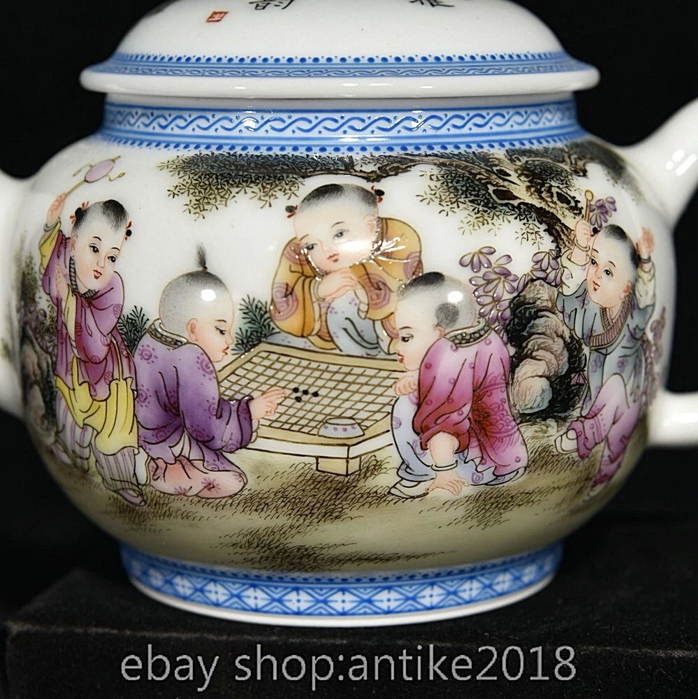 5.6" Old Chinese Yongzheng Enamel Porcelain Dynasty Child Play Tea Pot Kettle