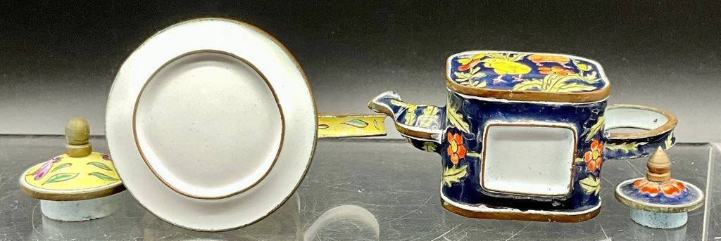 Vintage Enameled Cooper Mini Teapots (2)