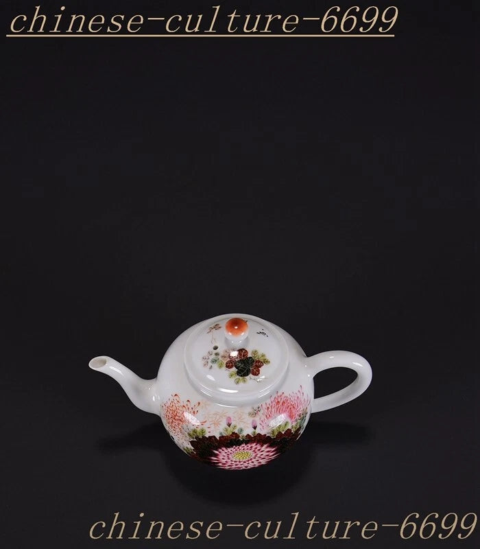 5.6" Old Chinese Dynasty enamel porcelain Luck flowers Wine Tea Pot Flagon