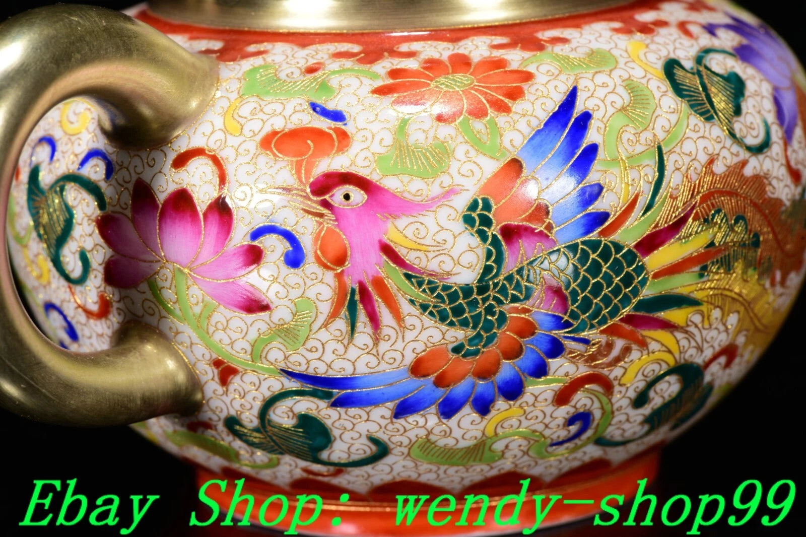 6" YongZheng Colour Enamel Porcelain Gilt Dragon Phoenix Wine Tea Pot Flagon