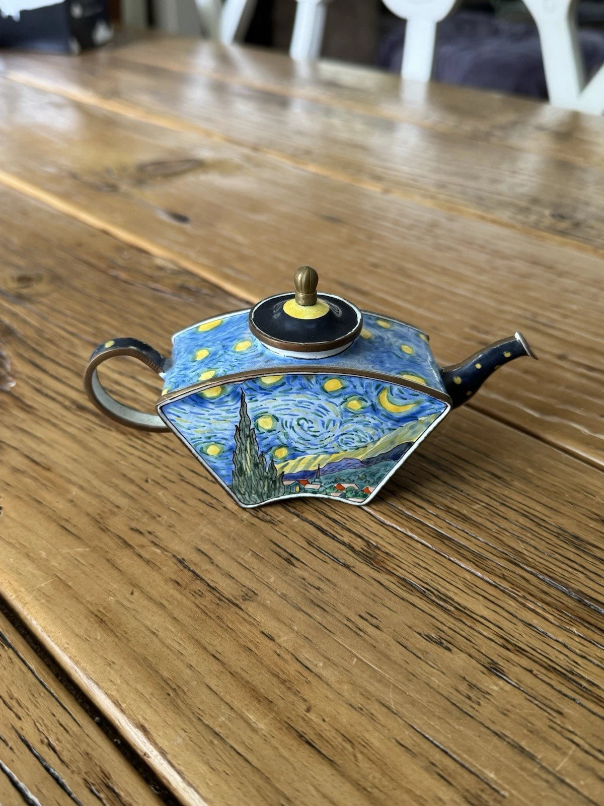 Kelvin Chen Enamel Miniature Teapot Pot Collection, Starry Night 2001 - Numbered