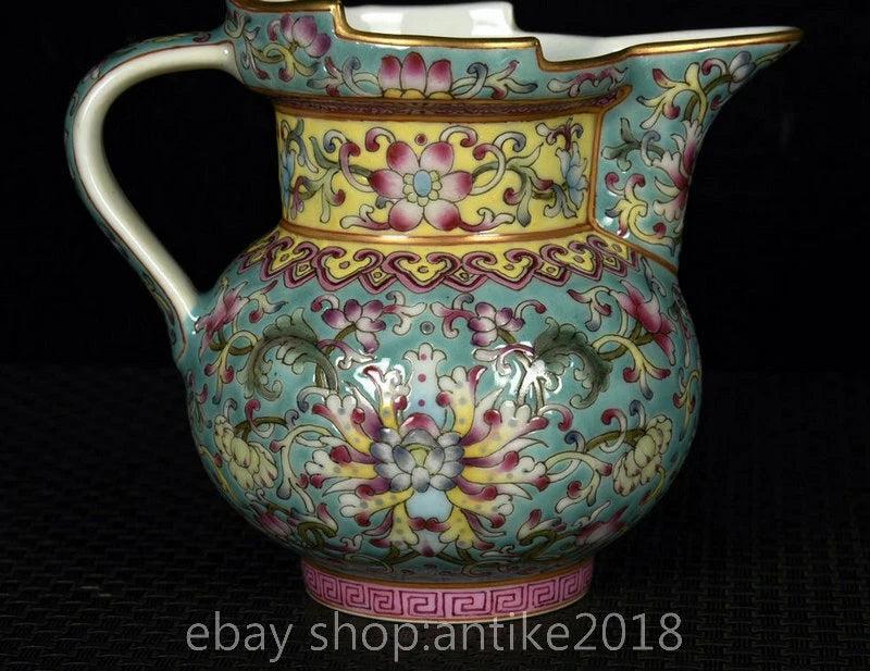 4.8" Old Chinese Yongzheng Marked Colour Enamel Porcelain Flower Mock Teapot Pot