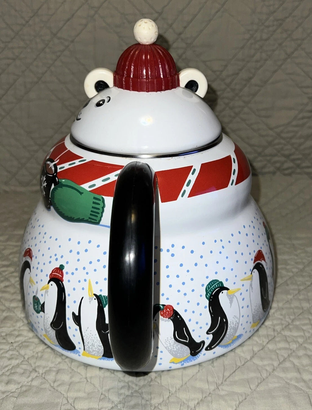 Polar Bear & Penguin 3 Qt Porcelain Enamel Roschko Teapot