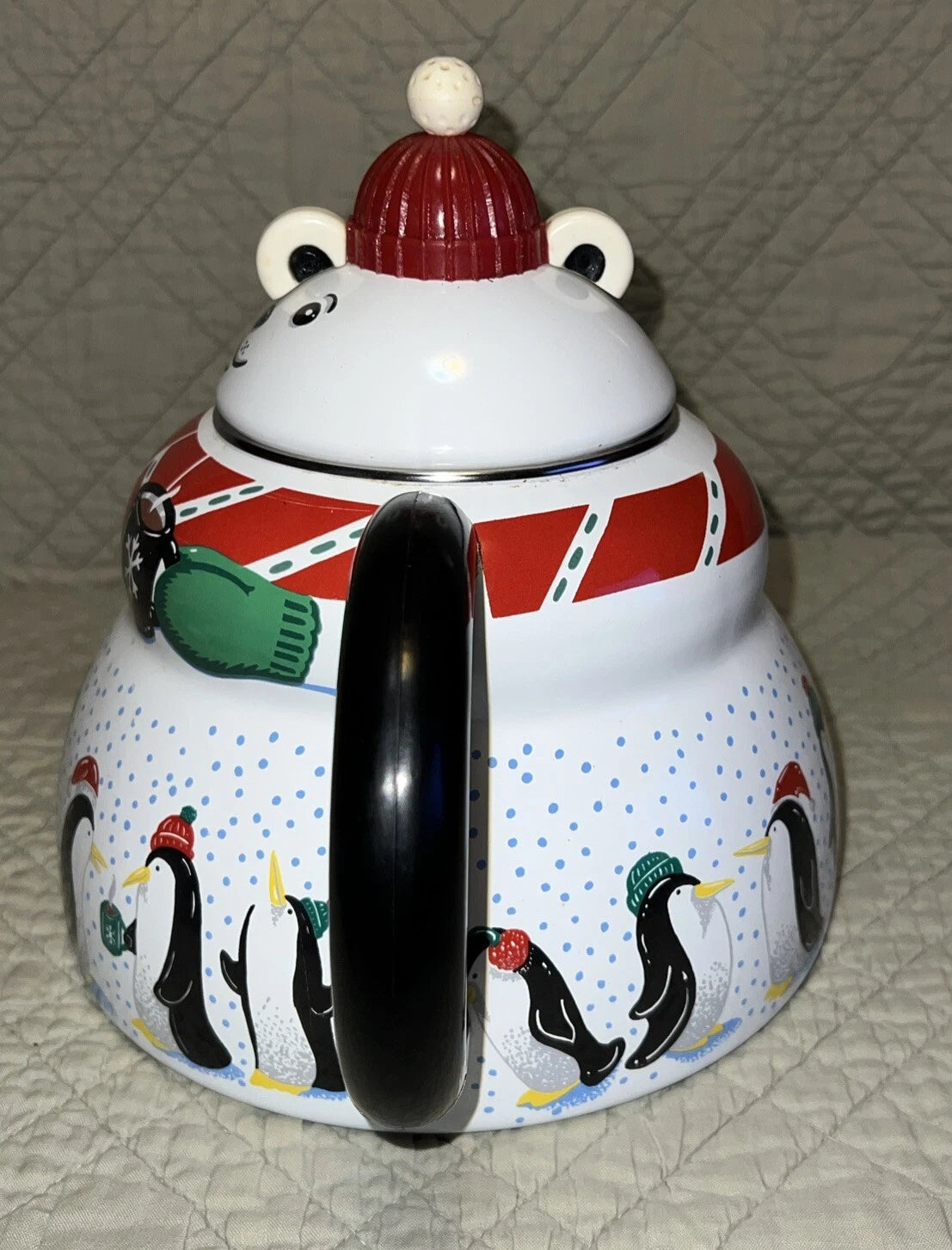Polar Bear & Penguin 3 Qt Porcelain Enamel Roschko Teapot
