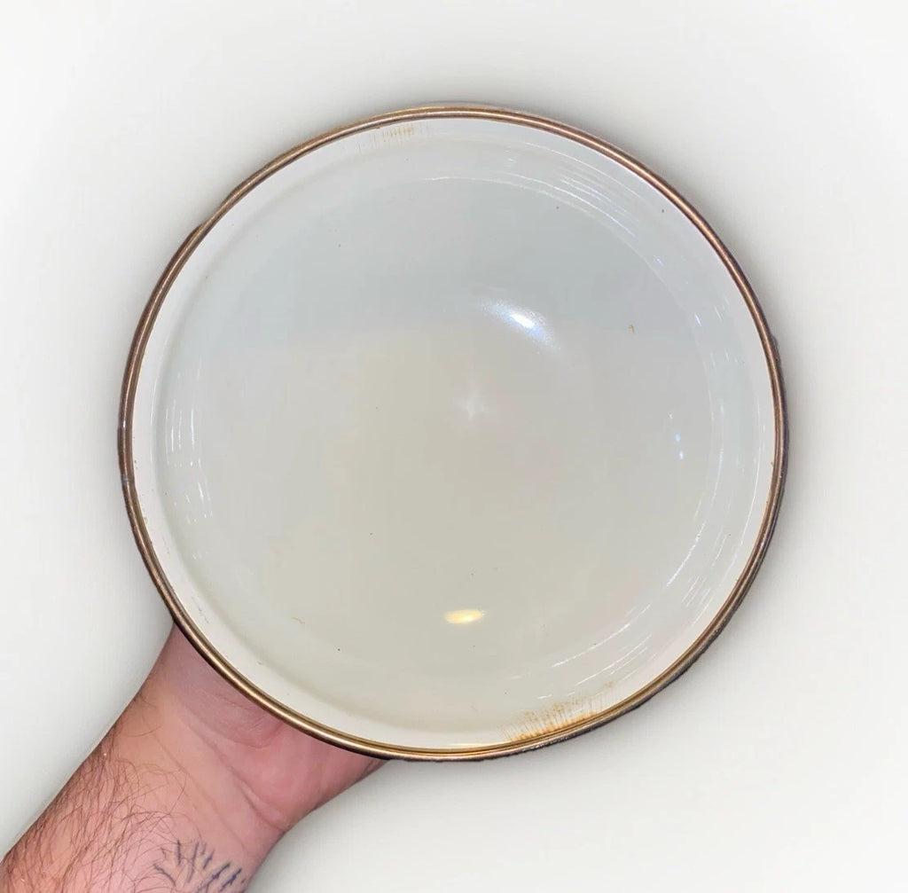 Vintage Pfaltzgraff Tea Rose Enamelware Kettle w/Lid - Black Handle - Some Rust